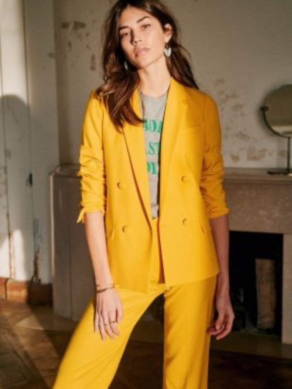 Sezane Yellow Blazer
